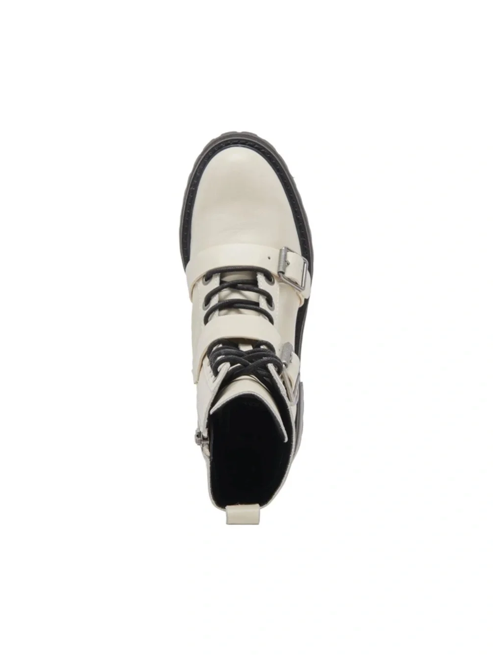 Dolce Vita White Lace-Up Combat Boots with Black Laces - Picture 3 of 7